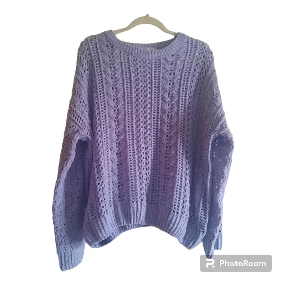 Easel Open Weave Chenille Oversized Sweater